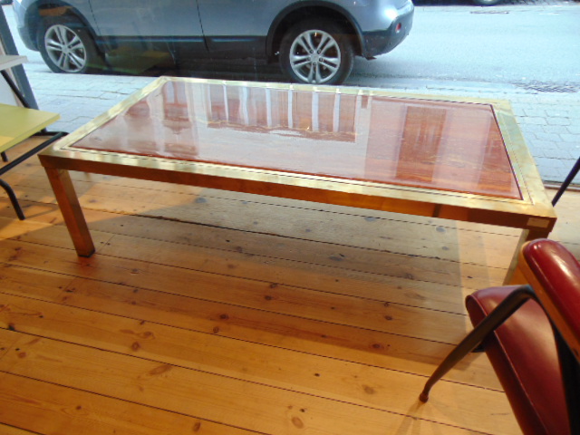 fu 081 table basse marbre du Bresil laiton 1970 janssen